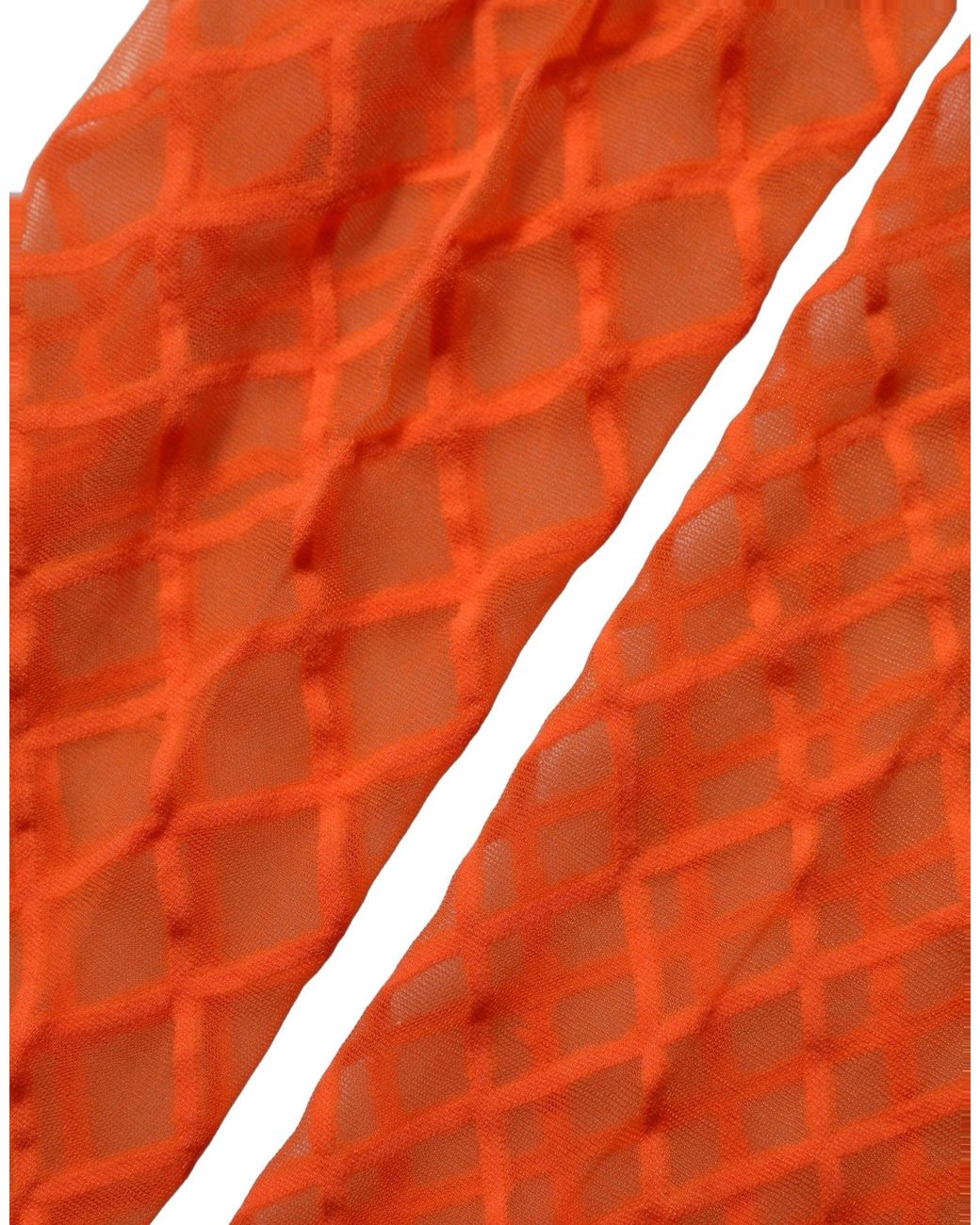 Dolce & Gabbana Orange Nylon Fishnet Pantyhose Stockings Socks