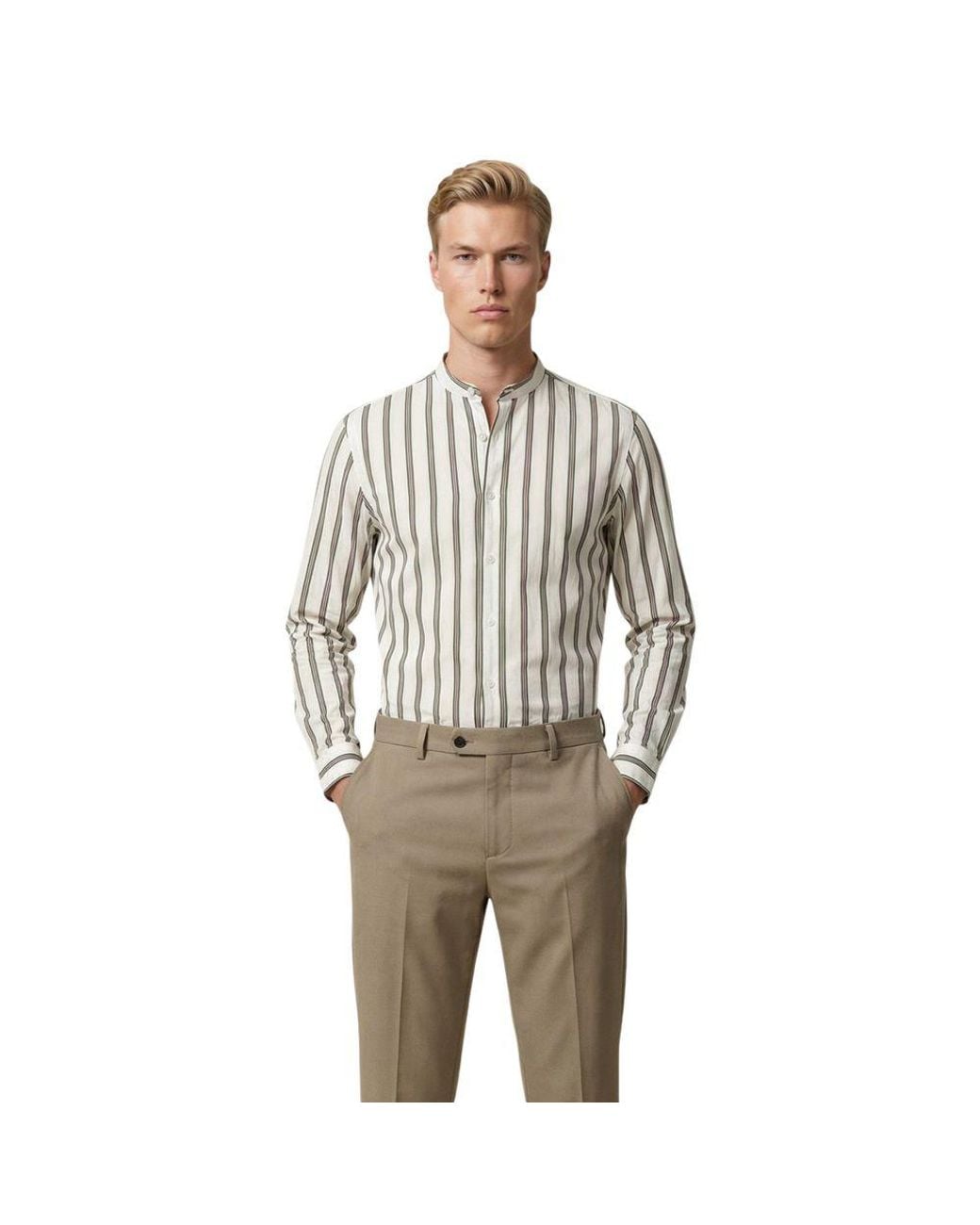 Gianni Lupo Gray White Cotton Pattern Shirt for men