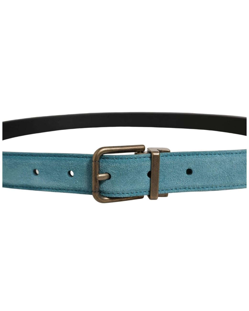 Dolce & Gabbana Gray Suede Tone Metal Buckle Belt Calf Leather for men
