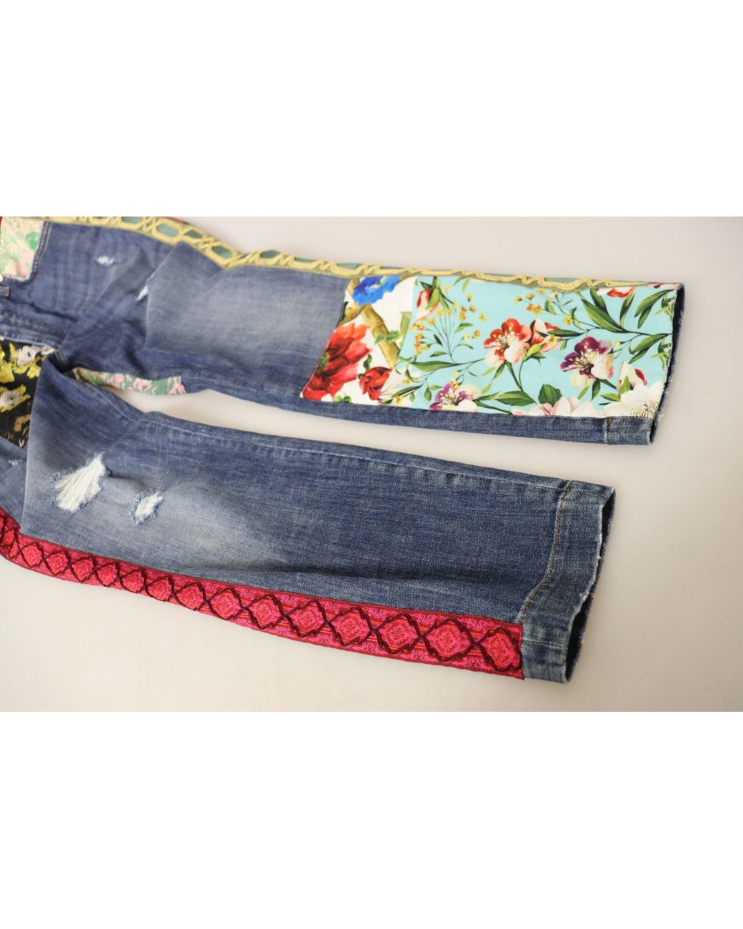 Dolce & Gabbana Blue High Waist Patchwork Skinny Denim