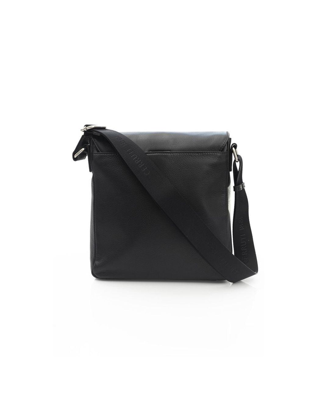 Cerruti 1881 Black Elegant Leather Crossbody Bag for men