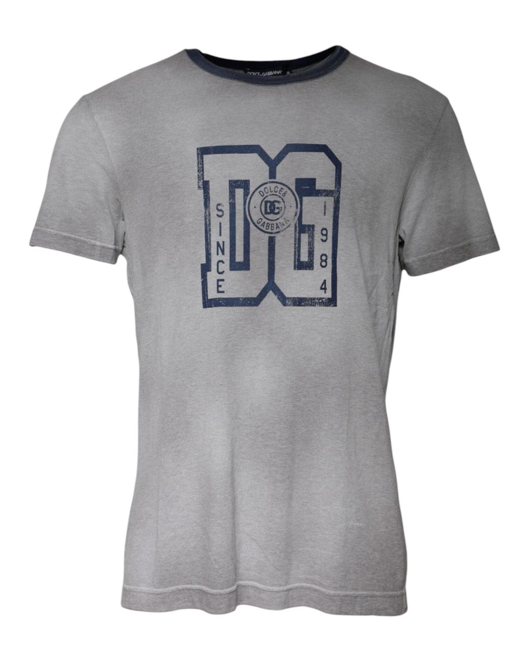 Dolce & Gabbana Gray Crew Neck Tshirt Dg Graphic Tee for men