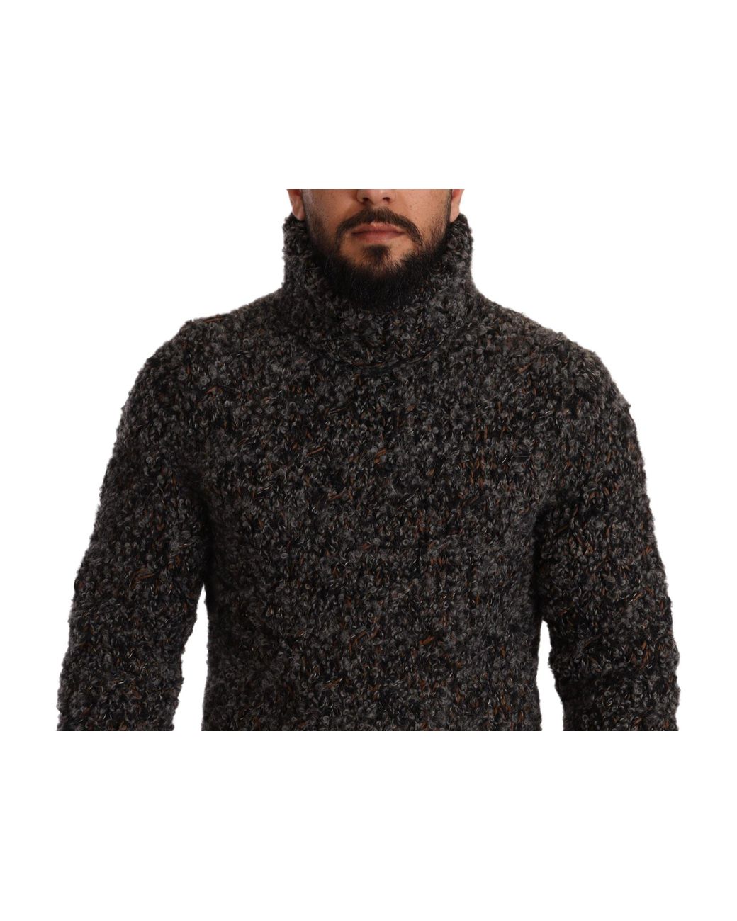 Dolce & Gabbana Black Elegant Speckled Turtleneck Wool-Blend Sweater for men