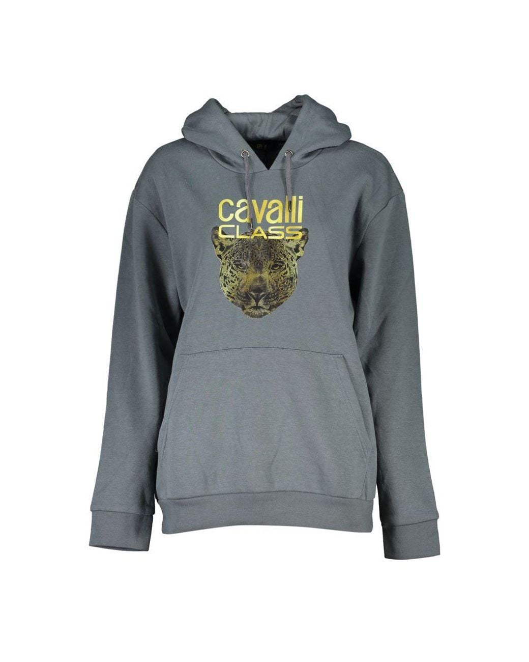 Roberto Cavalli Gray Sleek Fleece Hooded Sweatshirt