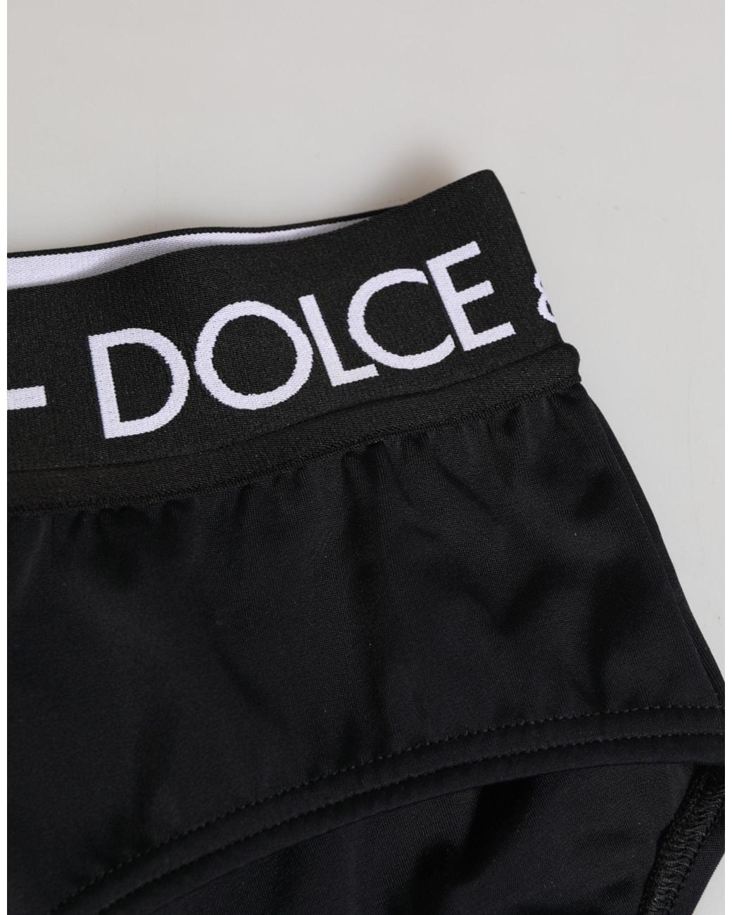Dolce & Gabbana Black Nylon Logo Waistband Shorts Underwear Elastane