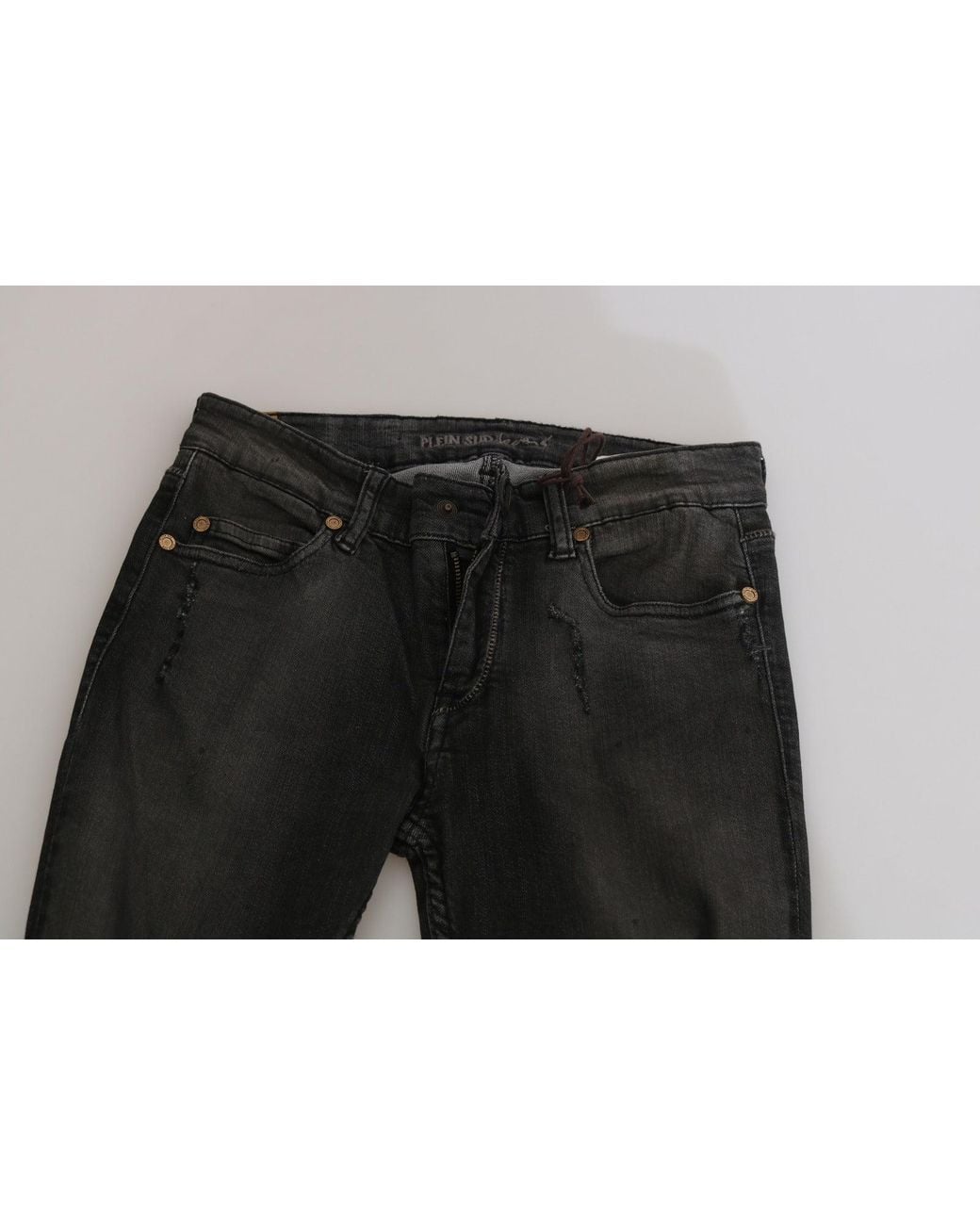 Plein Sud Cotton Black Washed Low Waist Skinny Denim Jeans
