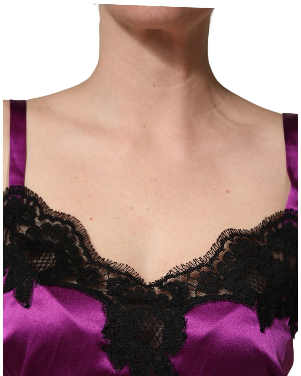 Dolce & Gabbana Purple Silk Lace Trim Camisole Sleeveless Tank Top