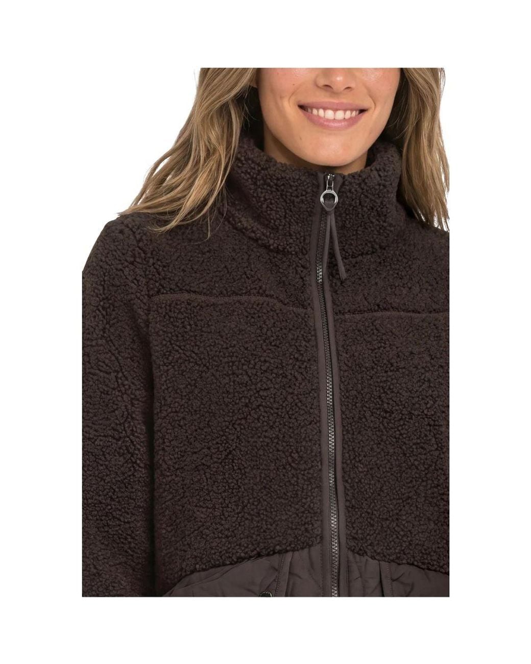 Street One Black Brown Polyester Coat