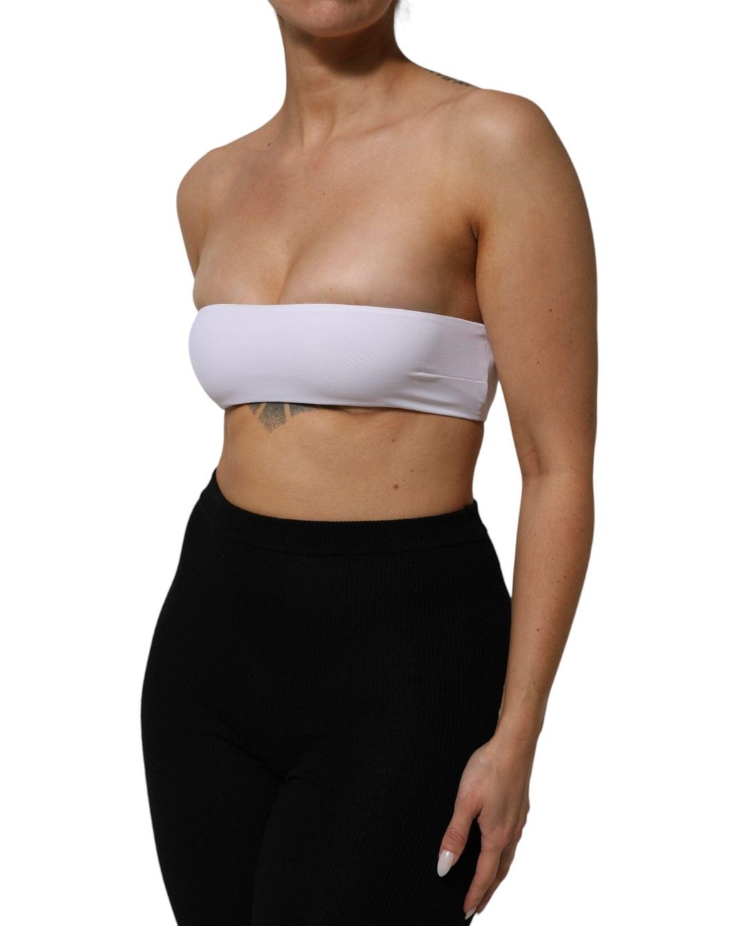 Dolce & Gabbana Black Nylon Blend Bandeau Strapless Tube Top