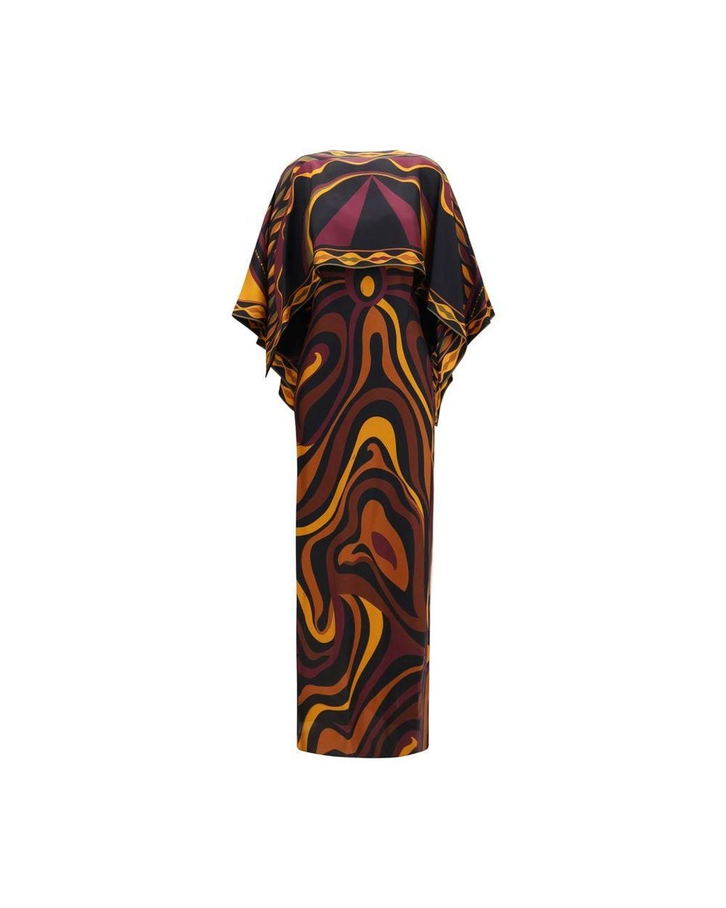 Emilio Pucci Brown Multicolor Silk Casual Dress