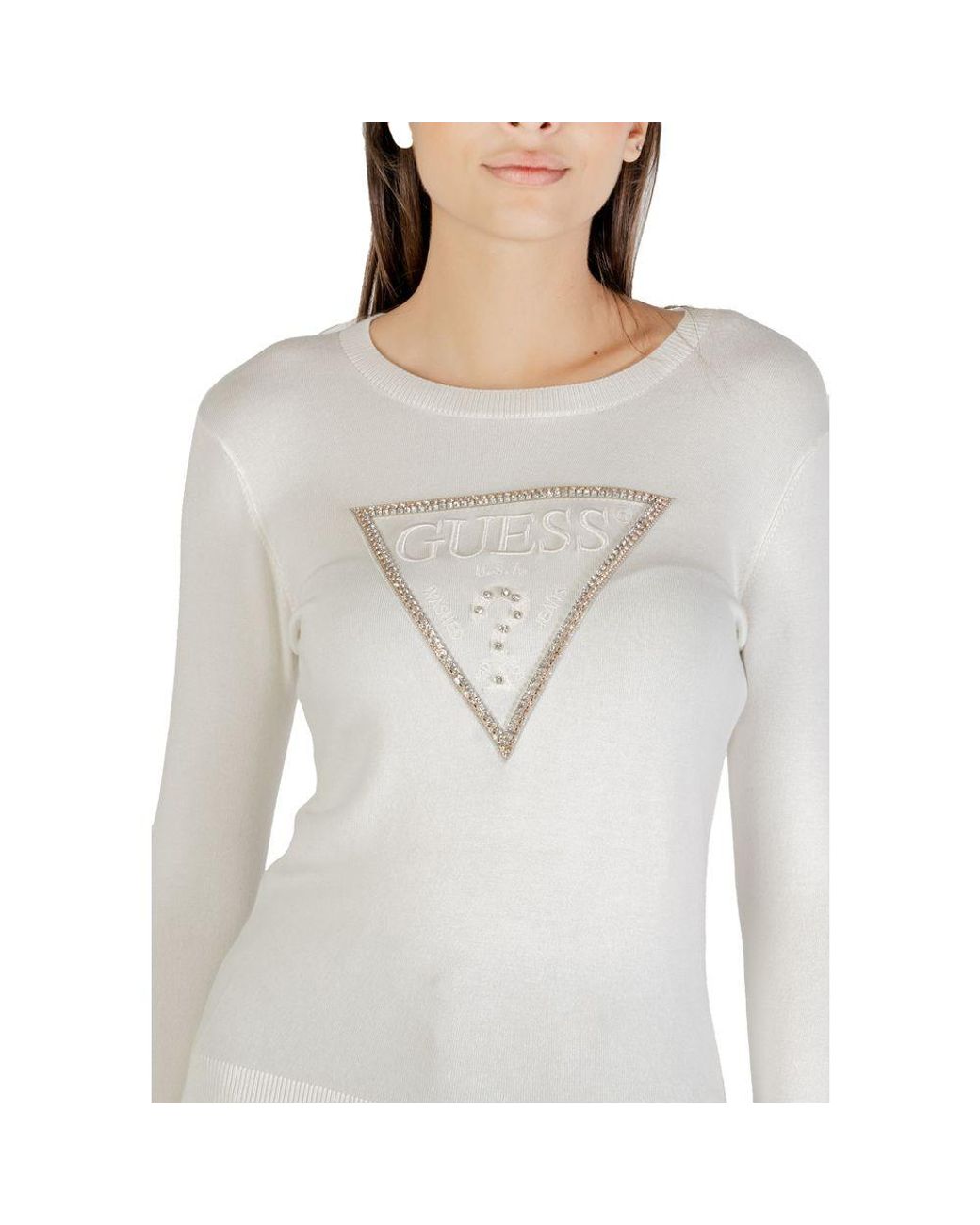 Guess White Cream Viscose Sweatshirt