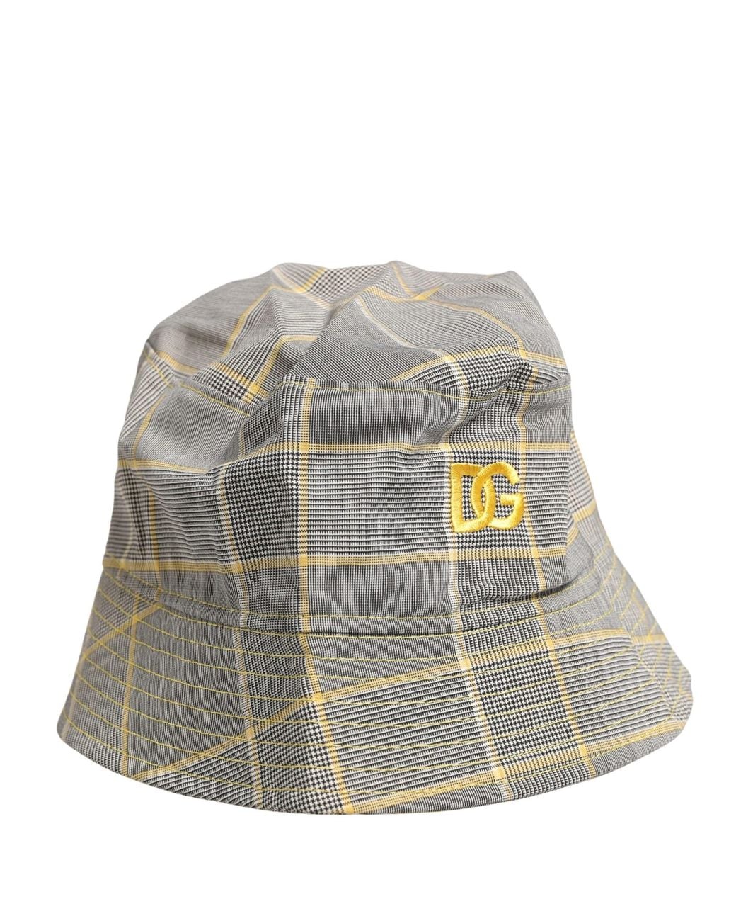 Dolce & Gabbana Men Gray Checkered Bucket Fisherman Capello Hat for men