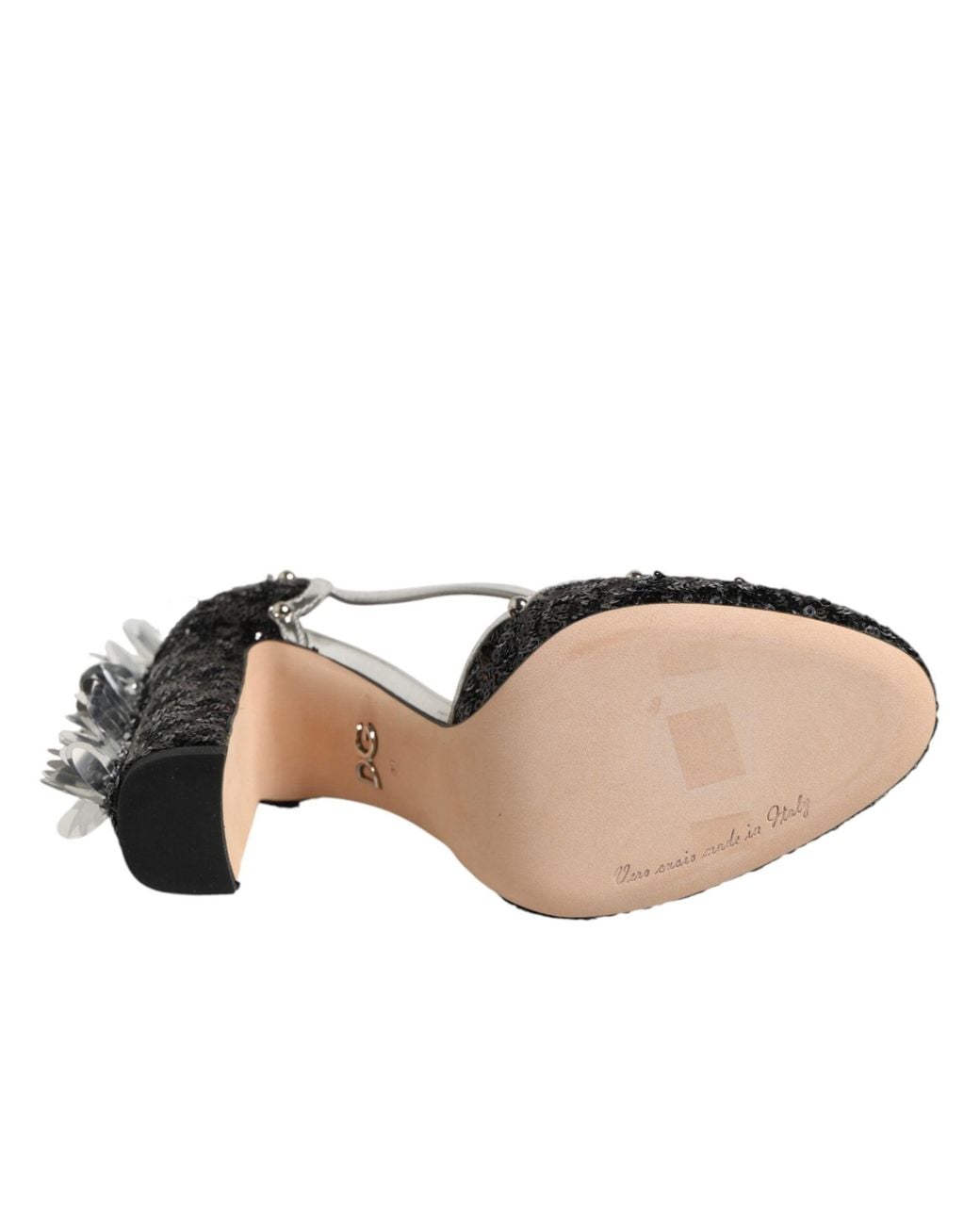 Dolce & Gabbana Black Sequin Ankle Strap Sandals Shoes