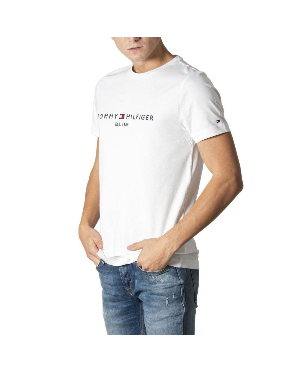Tommy Hilfiger White Cotton T-Shirt for men