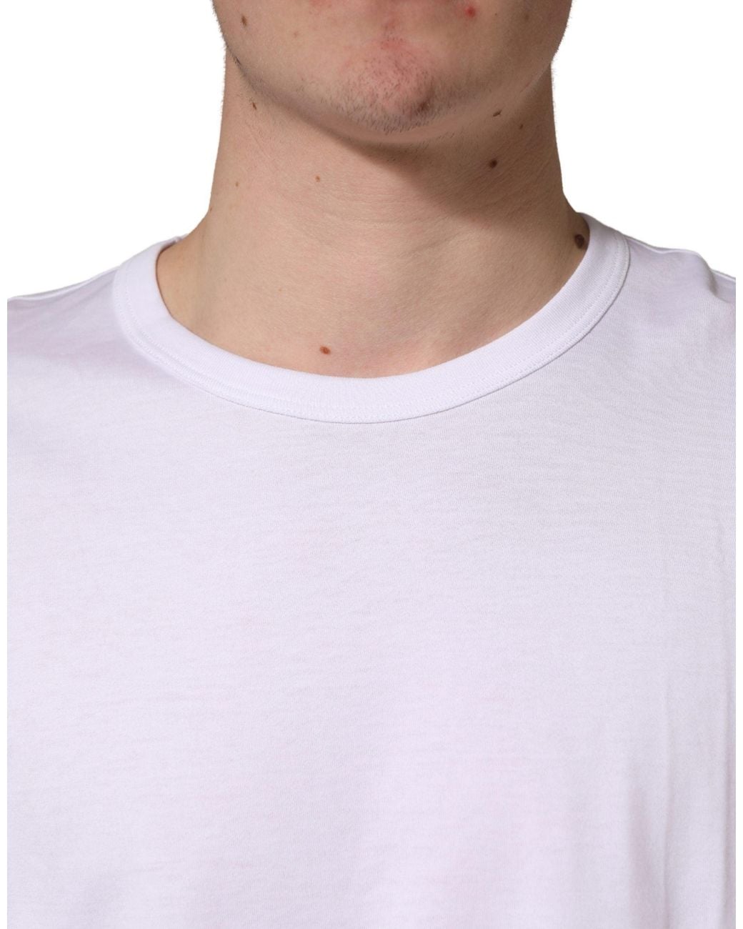 Dolce & Gabbana White Cotton Short Sleeves Crew Neck T for men