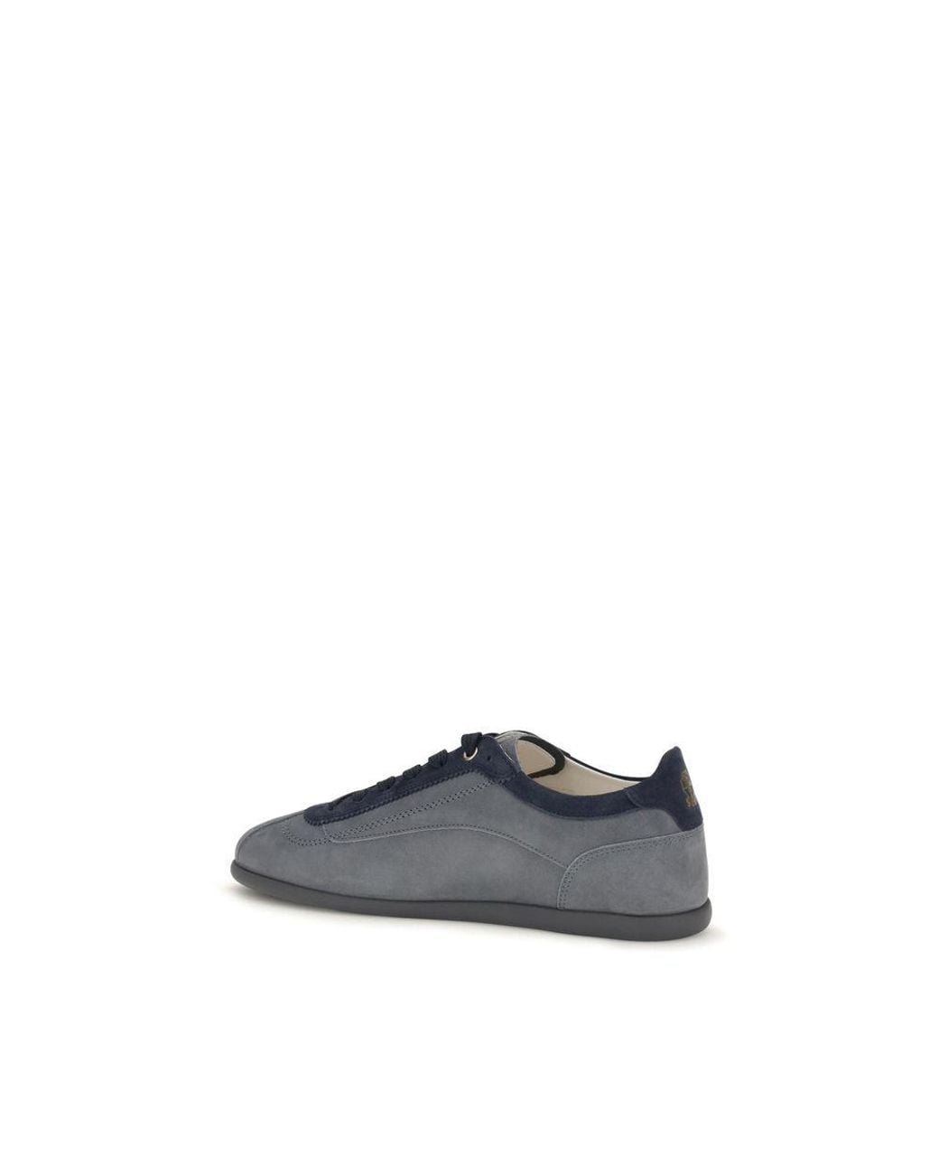 Brunello Cucinelli Blue Gray Calf Leather Bos Taurus Low Top Sneakers for men