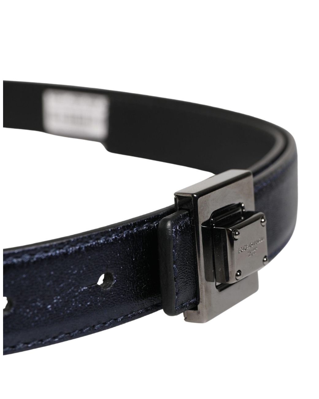 Dolce & Gabbana Men Black Classic Leather Square Buckle Belt for men