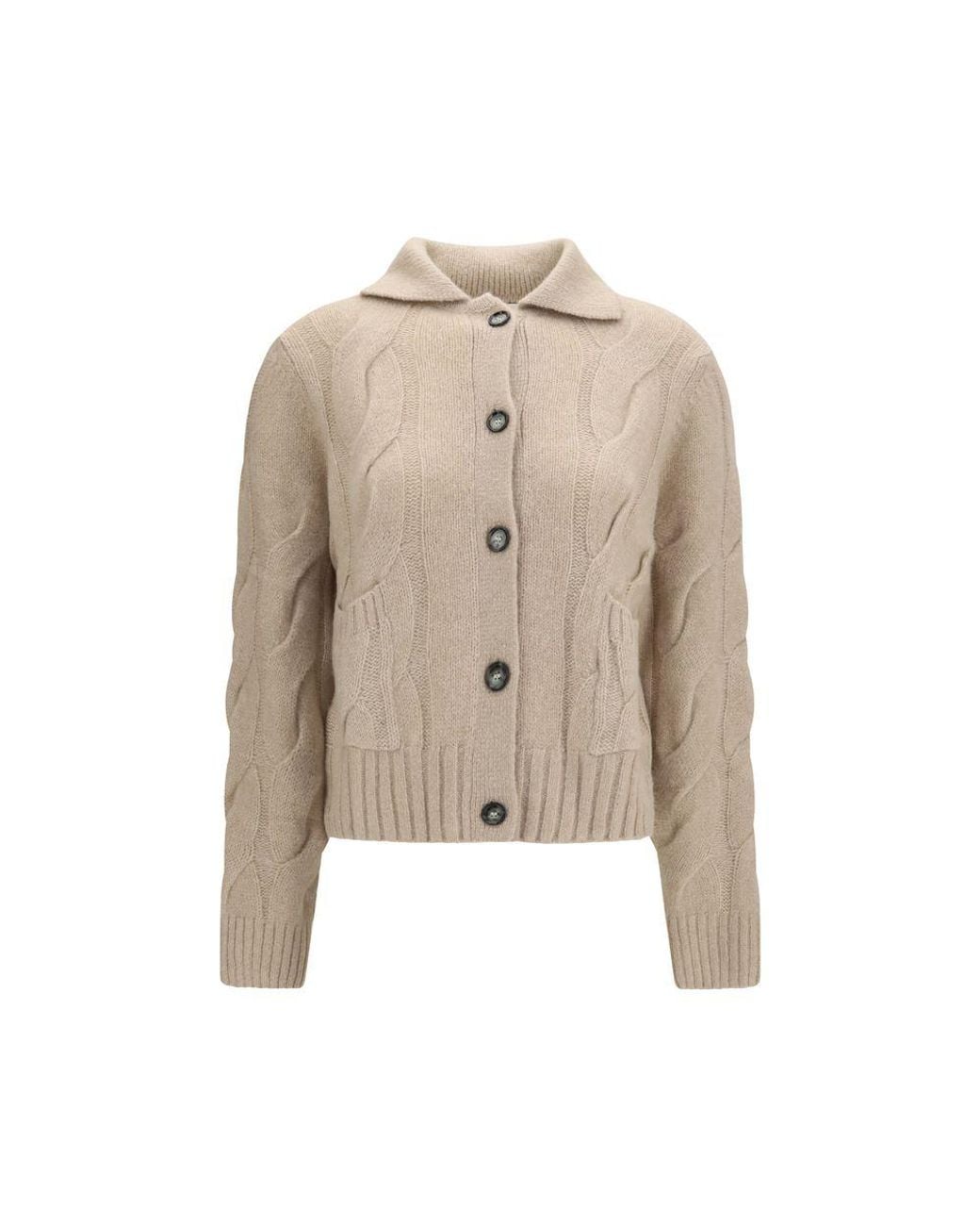 Allude Natural Beige Cashmere Cardigan