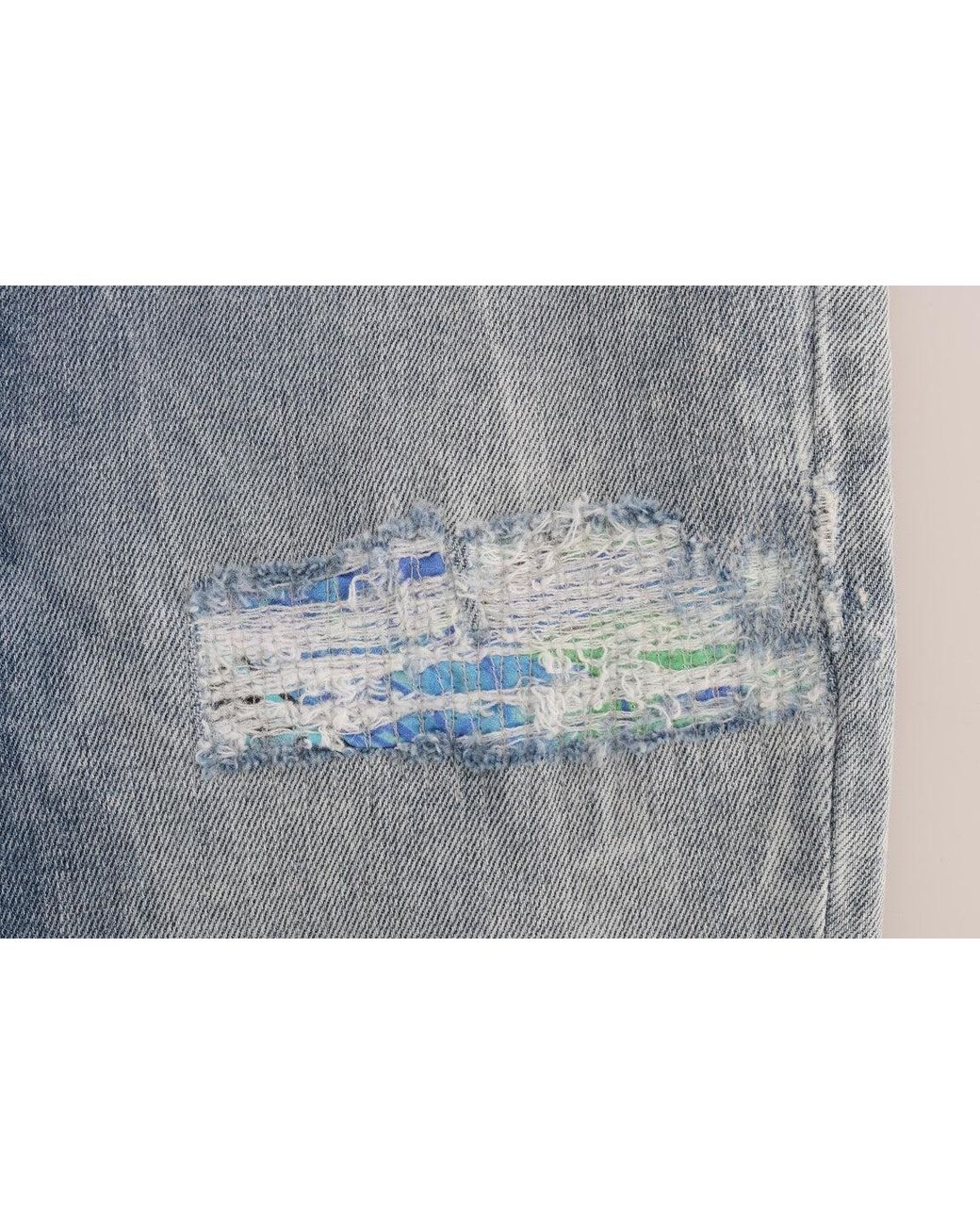 Versace Jeans Blue Wash Torn Stretch Slim Fit Jeans