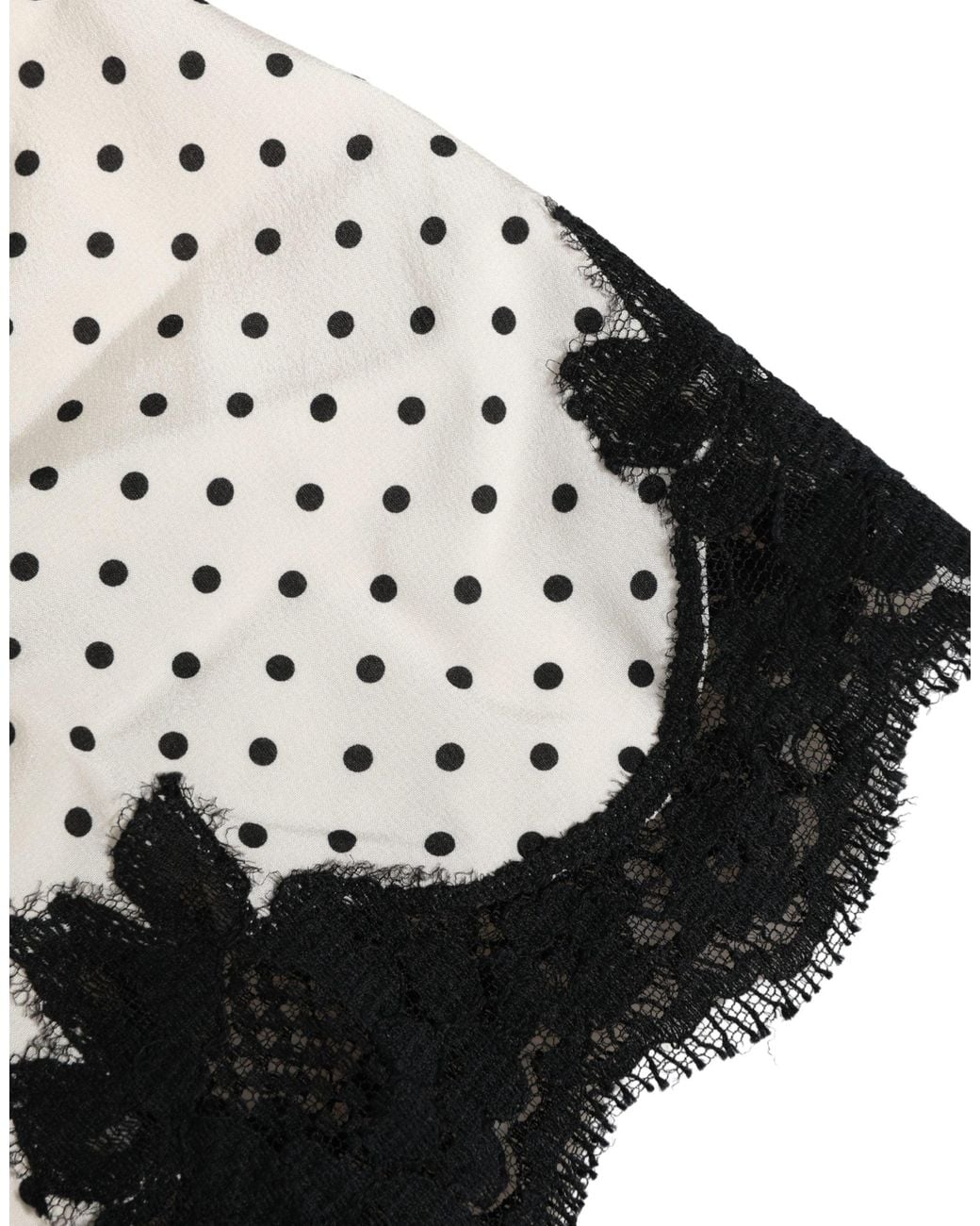 Dolce & Gabbana Black Polka Dot Lace-Trimmed Camisole Top Underwear And Elastane Silk