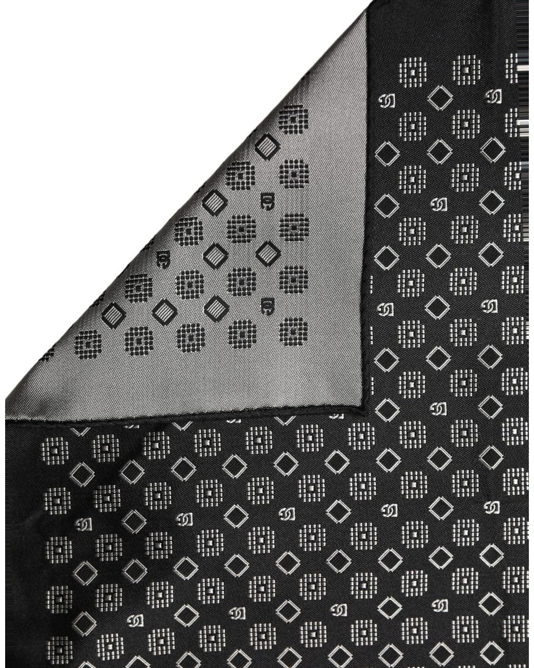 Dolce & Gabbana Black White Patterned Pocket Square Scarf for men