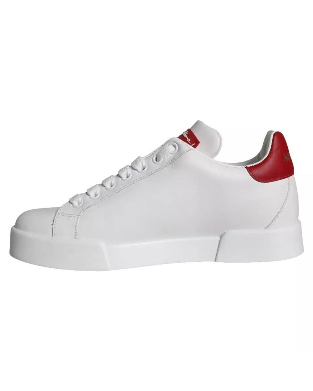 Dolce & Gabbana Gray Patch Calfskin Nappa Portofino Sneakers Shoes