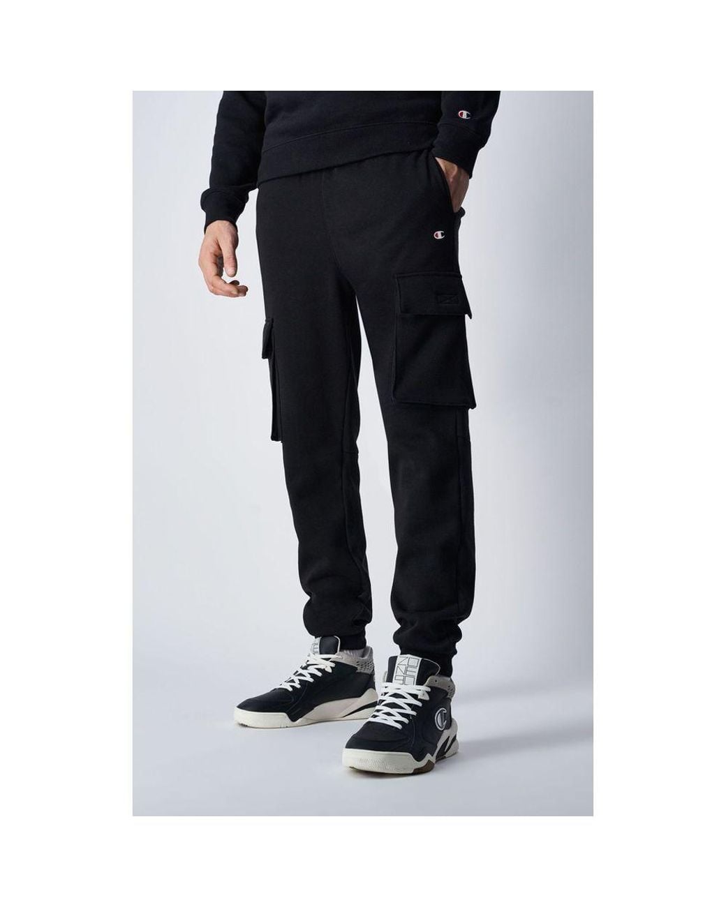 Champion Black Cotton Joggers (Workout Pants) for men