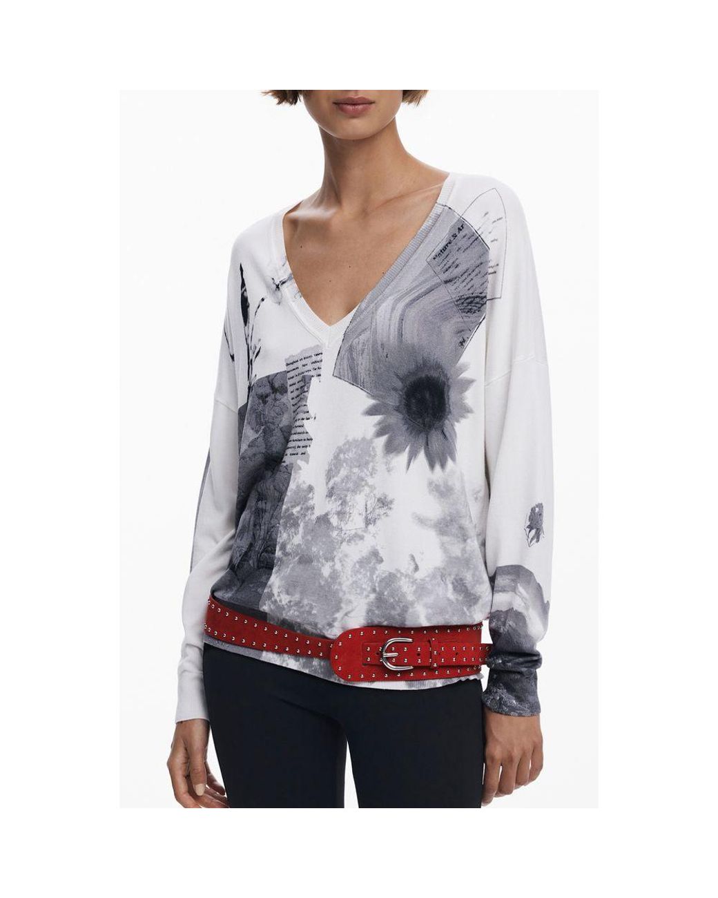 Desigual Gray White Viscosa 's Jersey