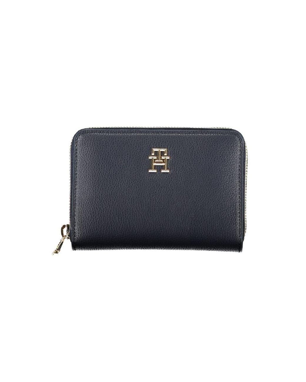 Tommy Hilfiger Blue Sleek Multipurpose Wallet With Zip Closure