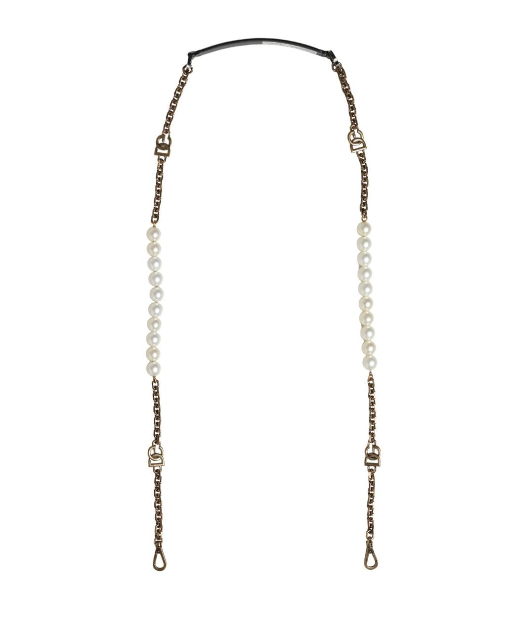 Dolce & Gabbana White Black Leather Gold Chain Bag Accessory Shoulder Strap