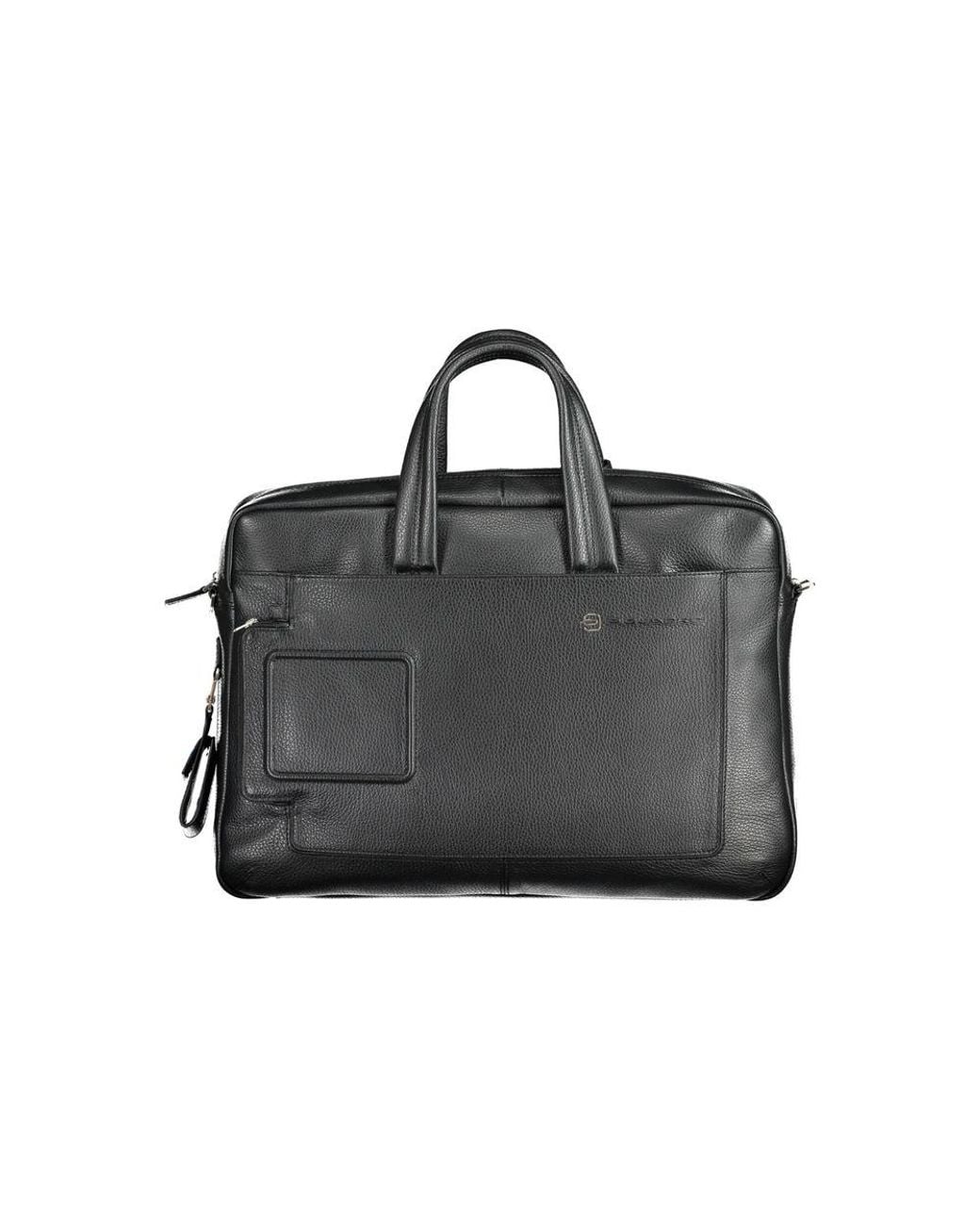 Piquadro Black Nero Leather Briefcase for men