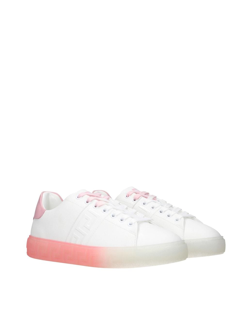 Versace Pink White Leather Low Top Sneakers