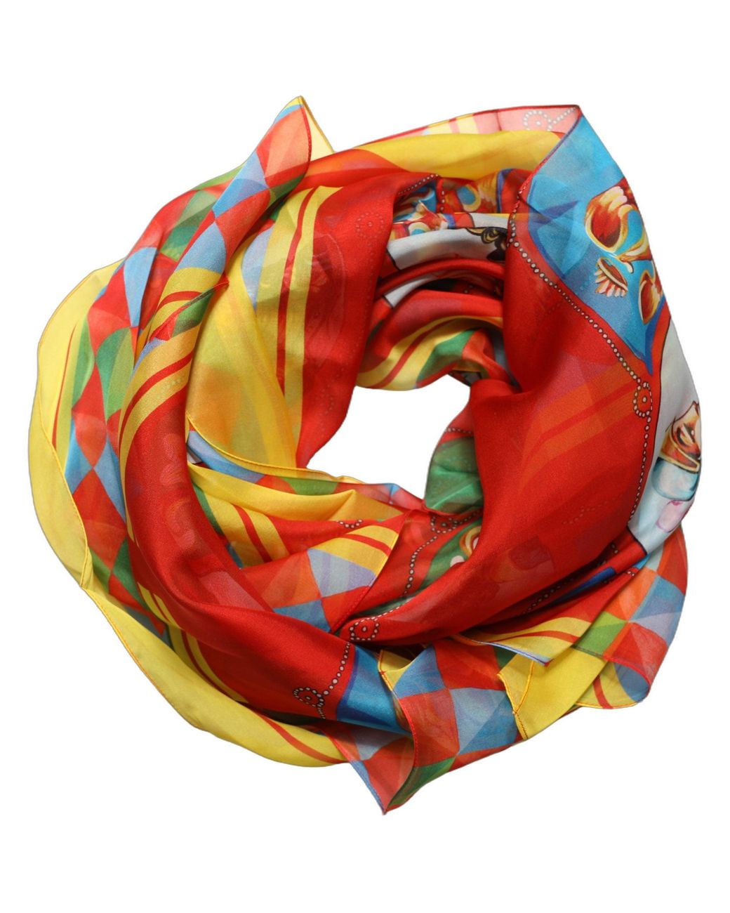 Dolce & Gabbana Multicolor Silk Carretto Print Foulard Scarf