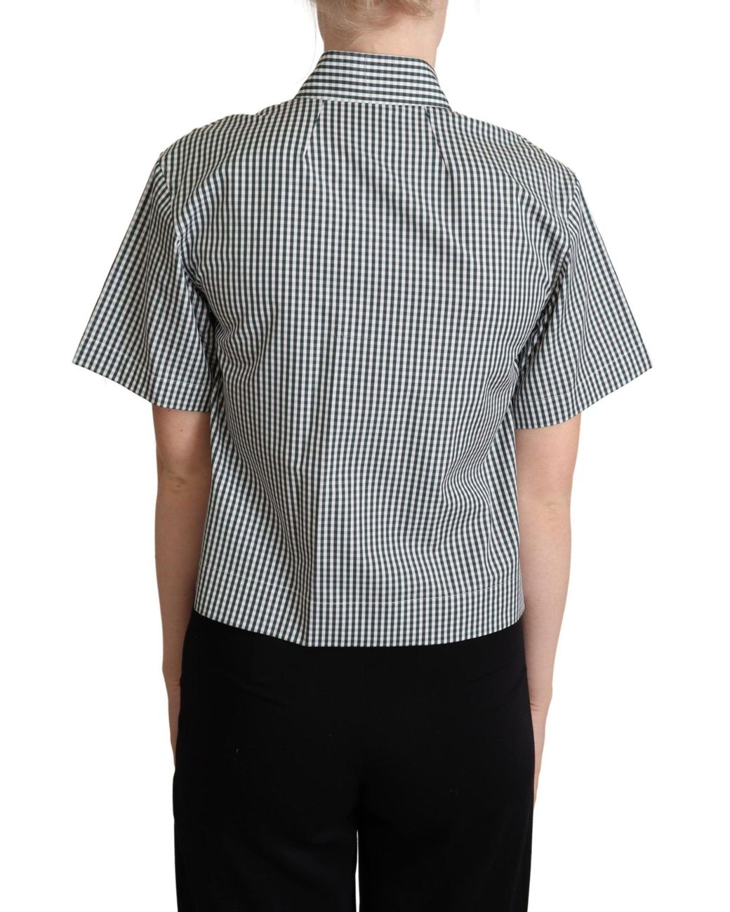 Dolce & Gabbana Gray Elegant Checkered Cotton Polo Top