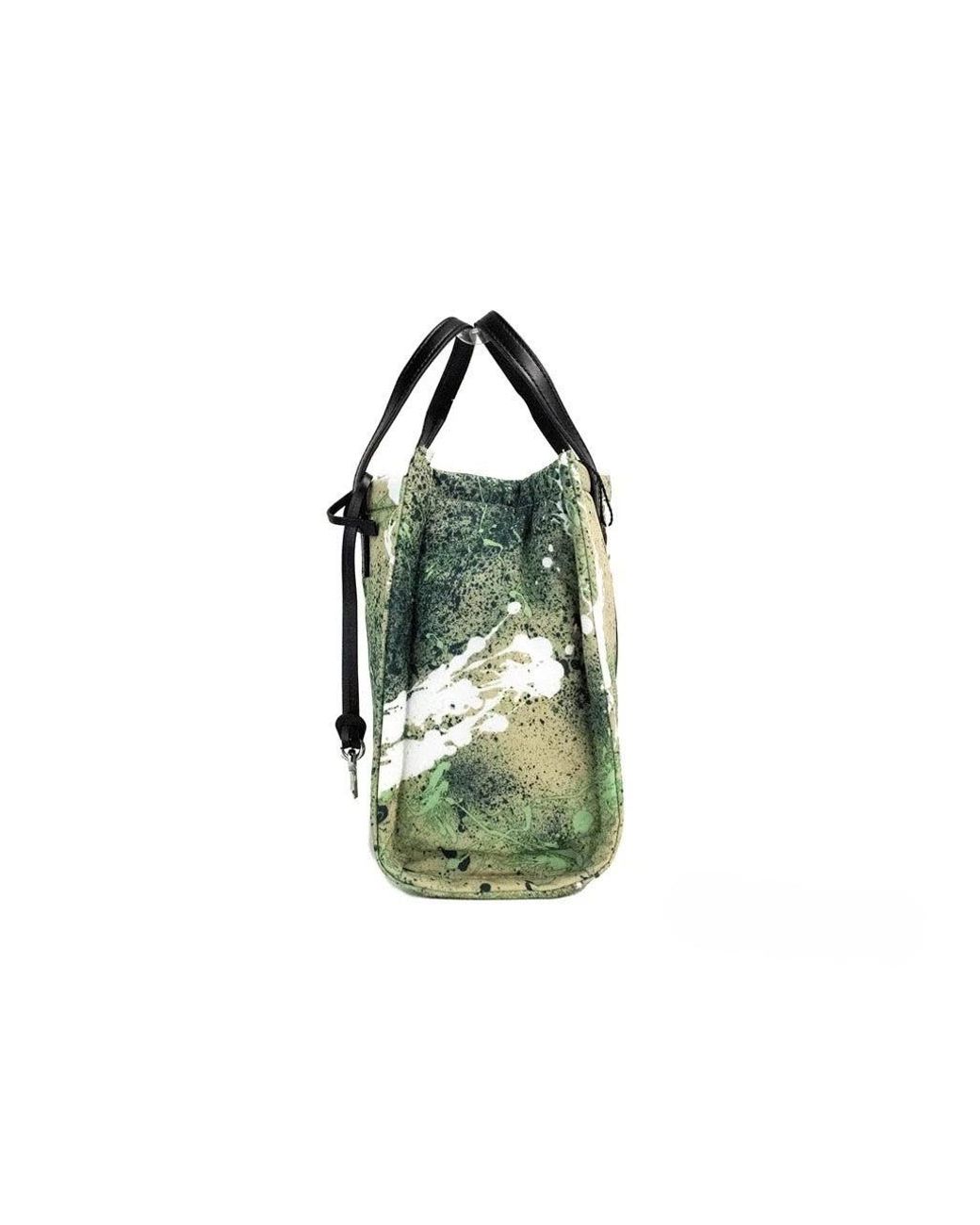 Marc Jacobs Green Mini Multi Splatter Paint Print Nylon Crossbody Tote Handbag
