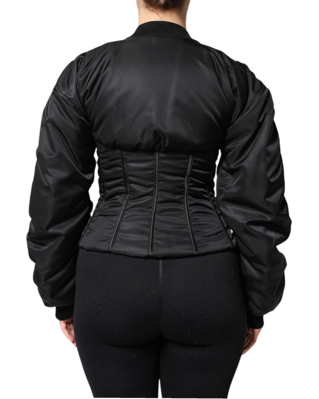 Dolce & Gabbana Black Nylon Full Zip Bustier Corset Jacket for men