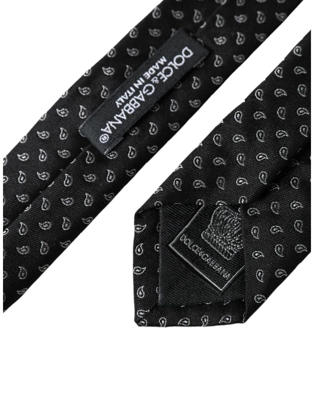Dolce & Gabbana Black Jacquard Patterned Silk Adjustable Tie for men