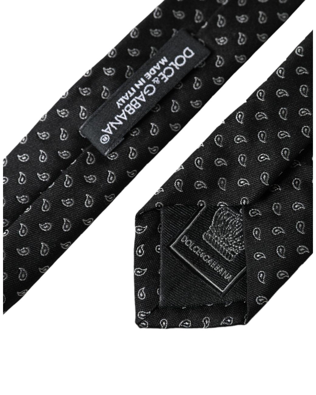 Dolce & Gabbana Black Jacquard Patterned Silk Adjustable Tie for men