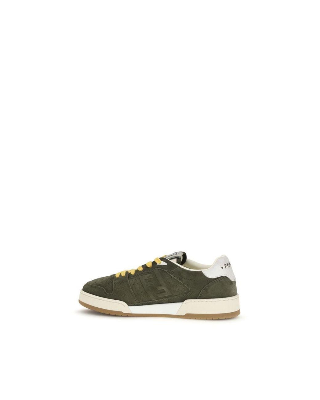 Fendi Green Bicolor Suede Leather Low Top Sneakers for men