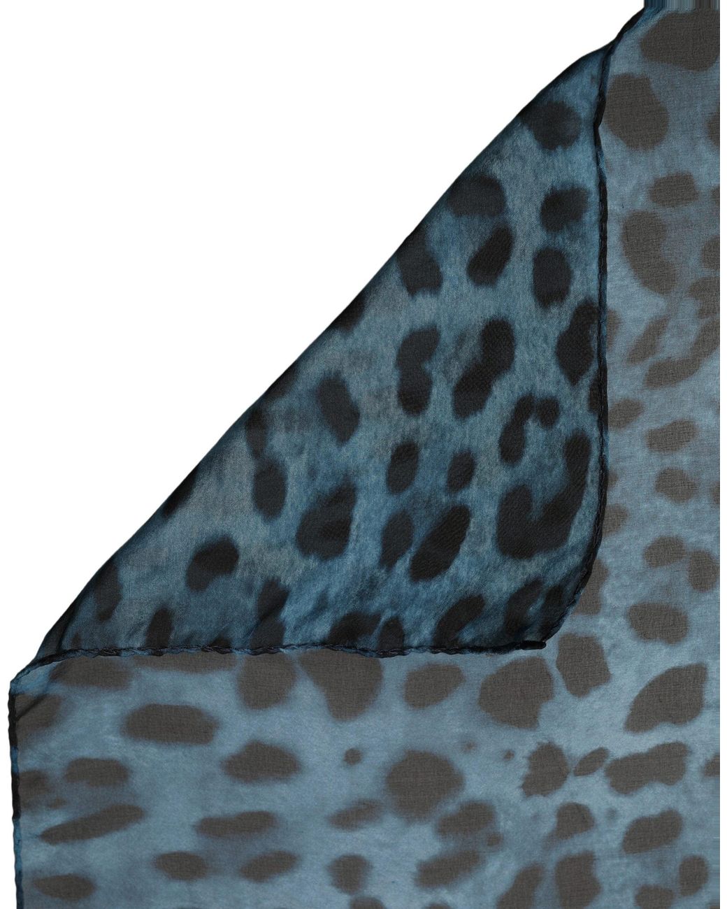 Dolce & Gabbana Gray Blue Leopard Print Silk Square Foulard Scarf