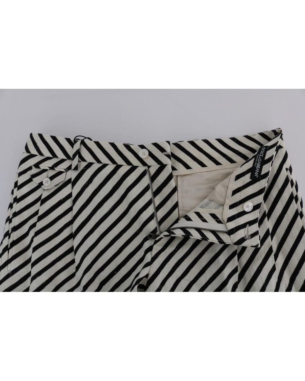 Dolce & Gabbana Black Striped Hemp Casual Shorts for men