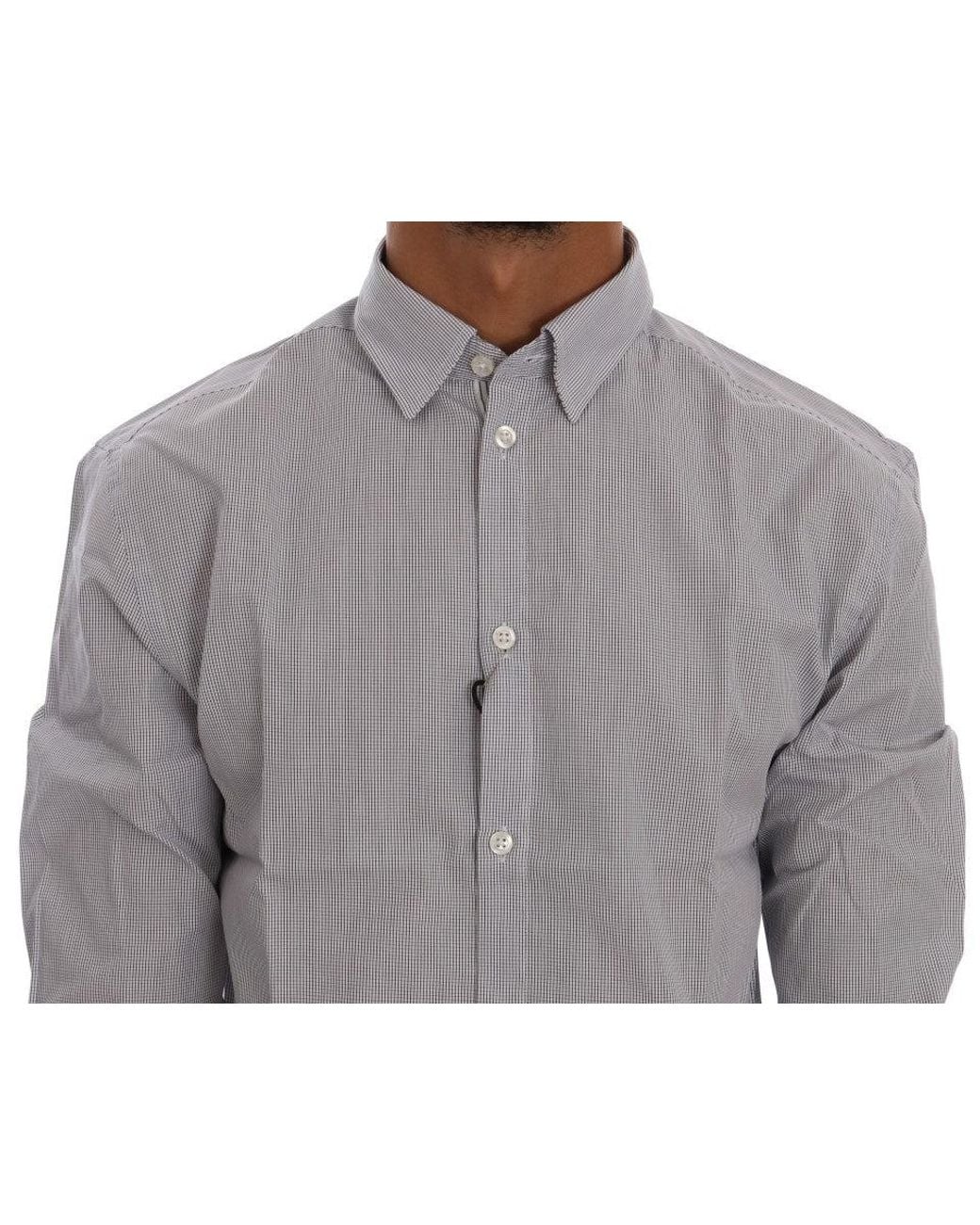 Frankie Morello Gray Check Regular Fit Shirt Blue Tsh1399 for men