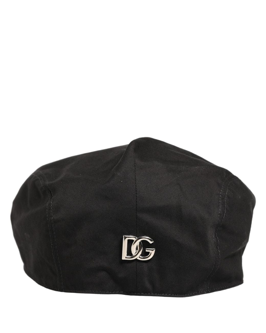 Dolce & Gabbana Men Black Cotton Stretch Newsboy Cloth Capello Hat for men