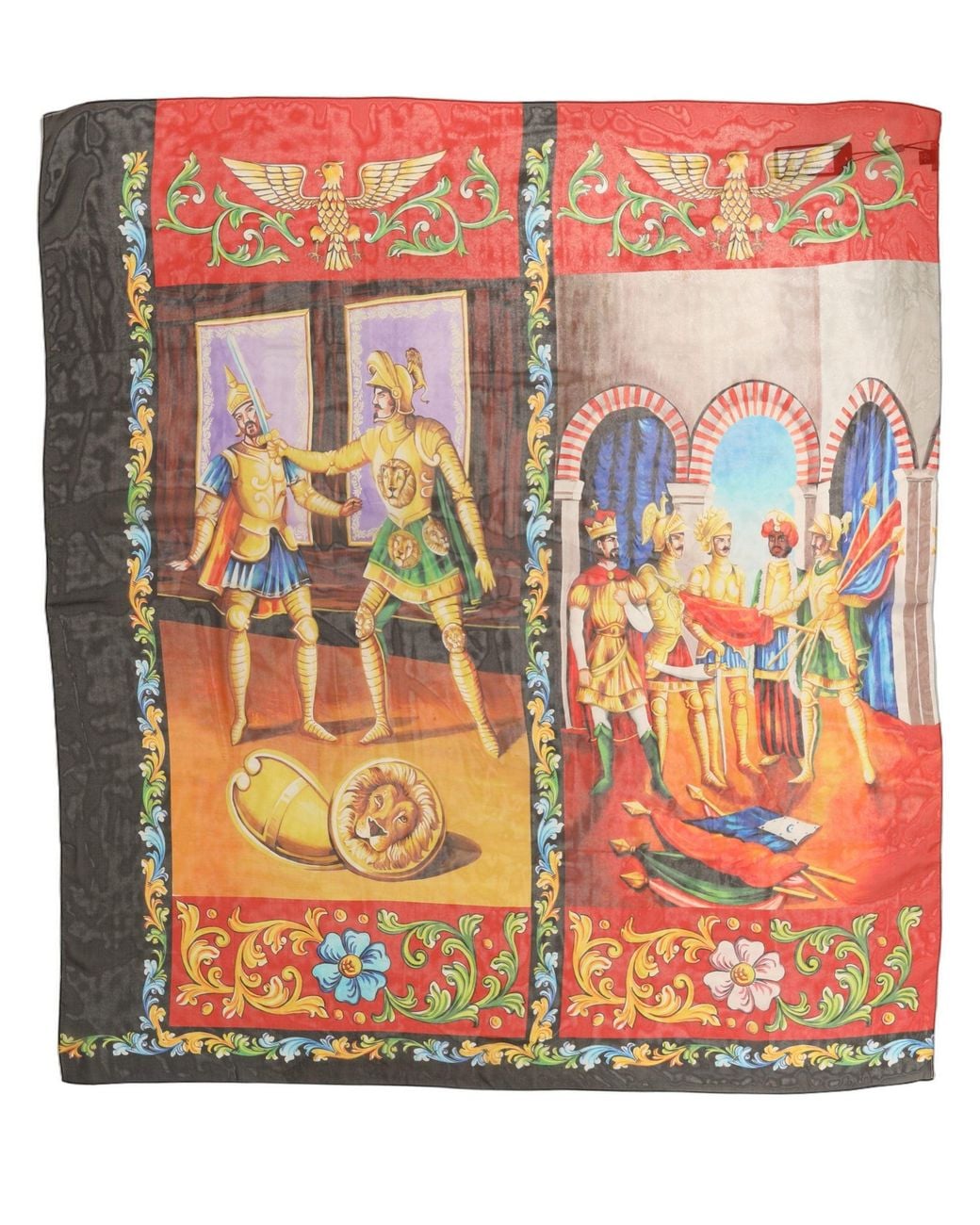 Dolce & Gabbana Red Multicolor Silk Printed Square Foulard Scarf