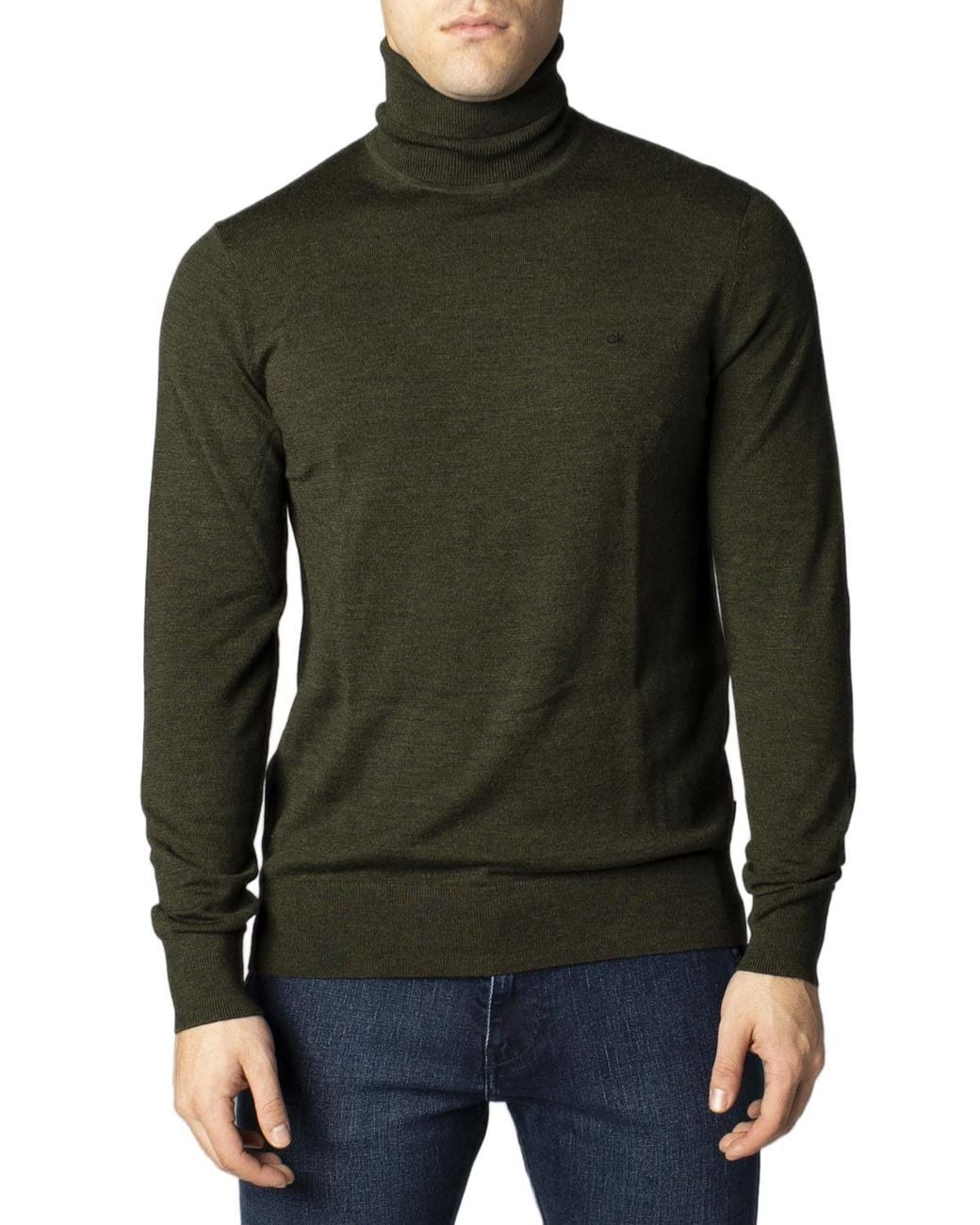 Calvin Klein Green Cotton Turtleneck for men