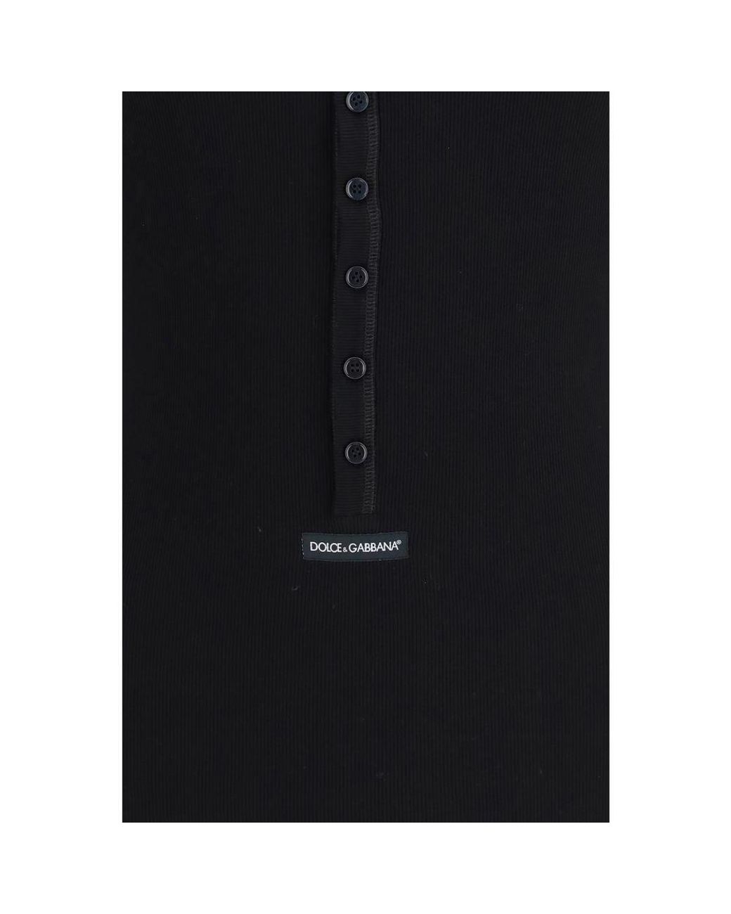 Dolce & Gabbana Black Cotton Long Sleeve T for men