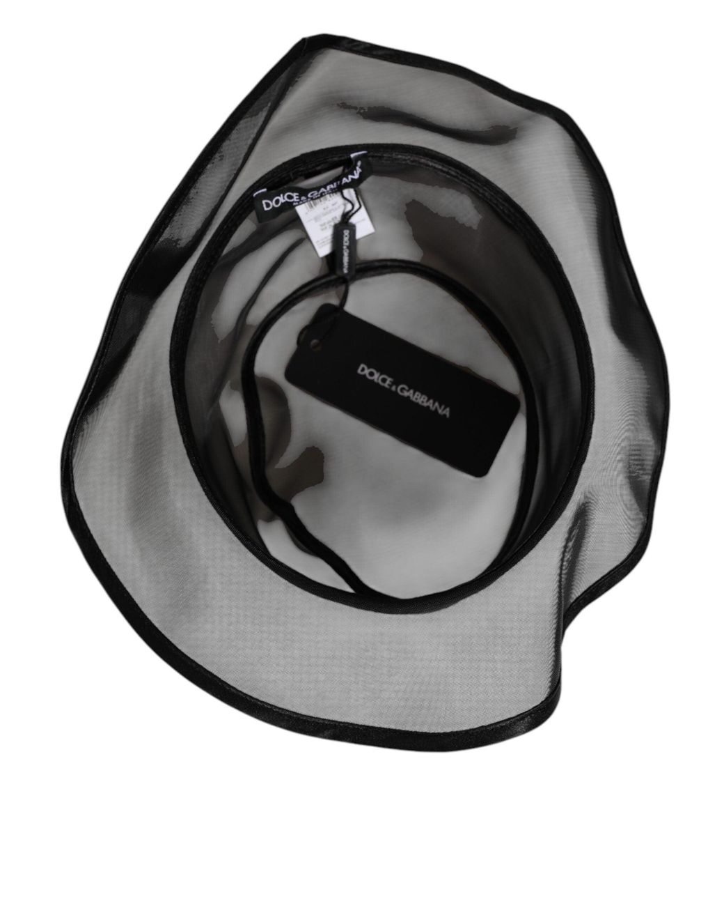 Dolce & Gabbana Black Silk Mesh Bucket Fisherman Cap Hat for men
