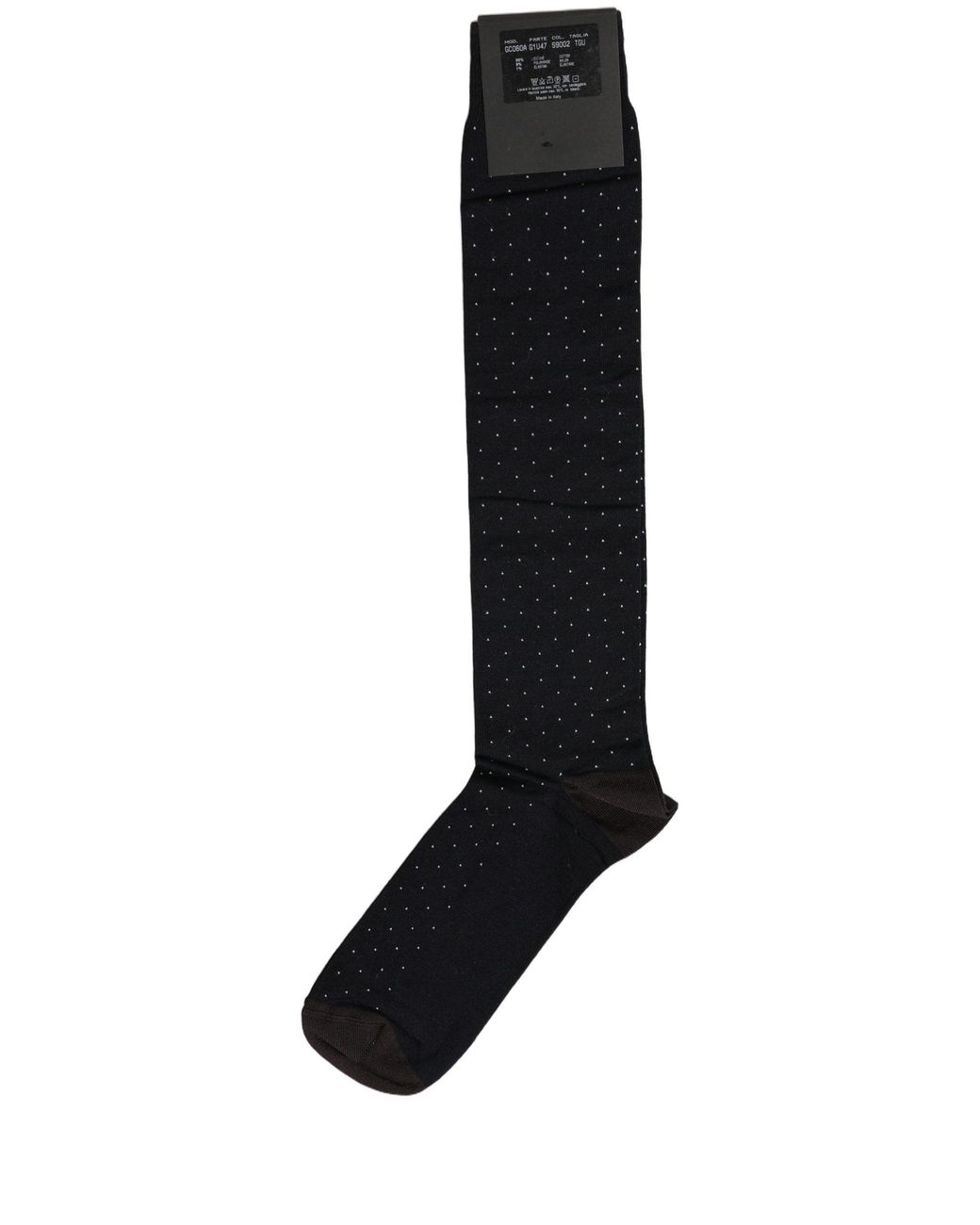 Dolce & Gabbana Blue Men Black Cotton Polka Dot Over The Calf Socks