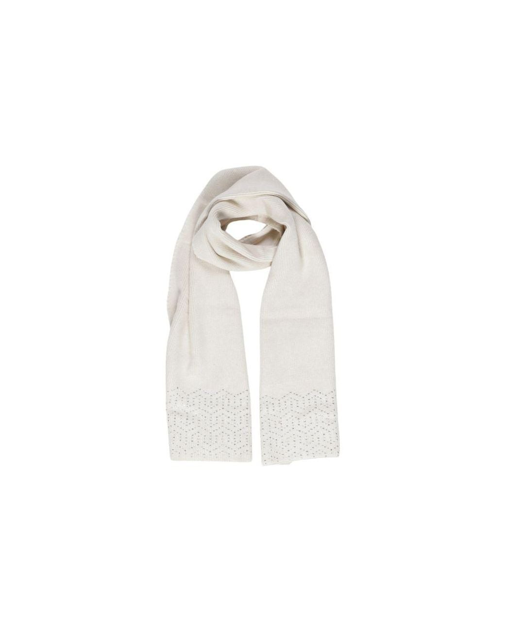 Pieces White Beige Polyester Scarf