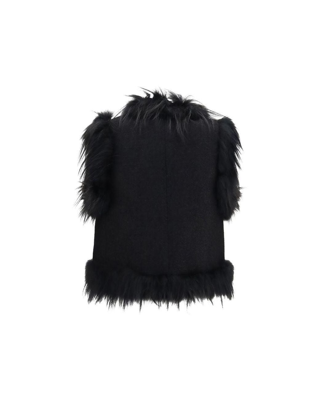Fendi Black Wool Oves Aries Sleeveless Jacket